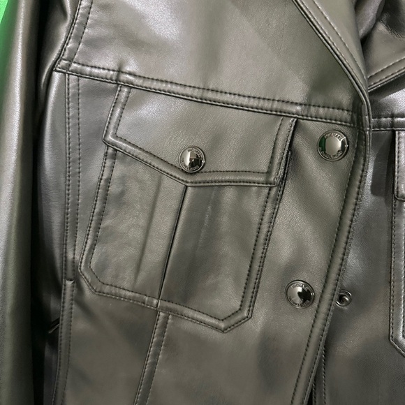 NWT Michael Kors Black Faux Leather Jacket Size S - Picture 12 of 12